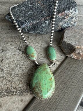 Royston Turquoise 3-Stone Pearl Necklace